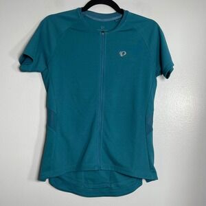 PEARL IZUMI Short Sleeve Full Zip Cycling Jersey Top Medium Teal Biking Outdoors